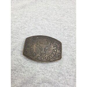Vintage Wild Country Bull Longhorn Solid Brass Belt Buckle